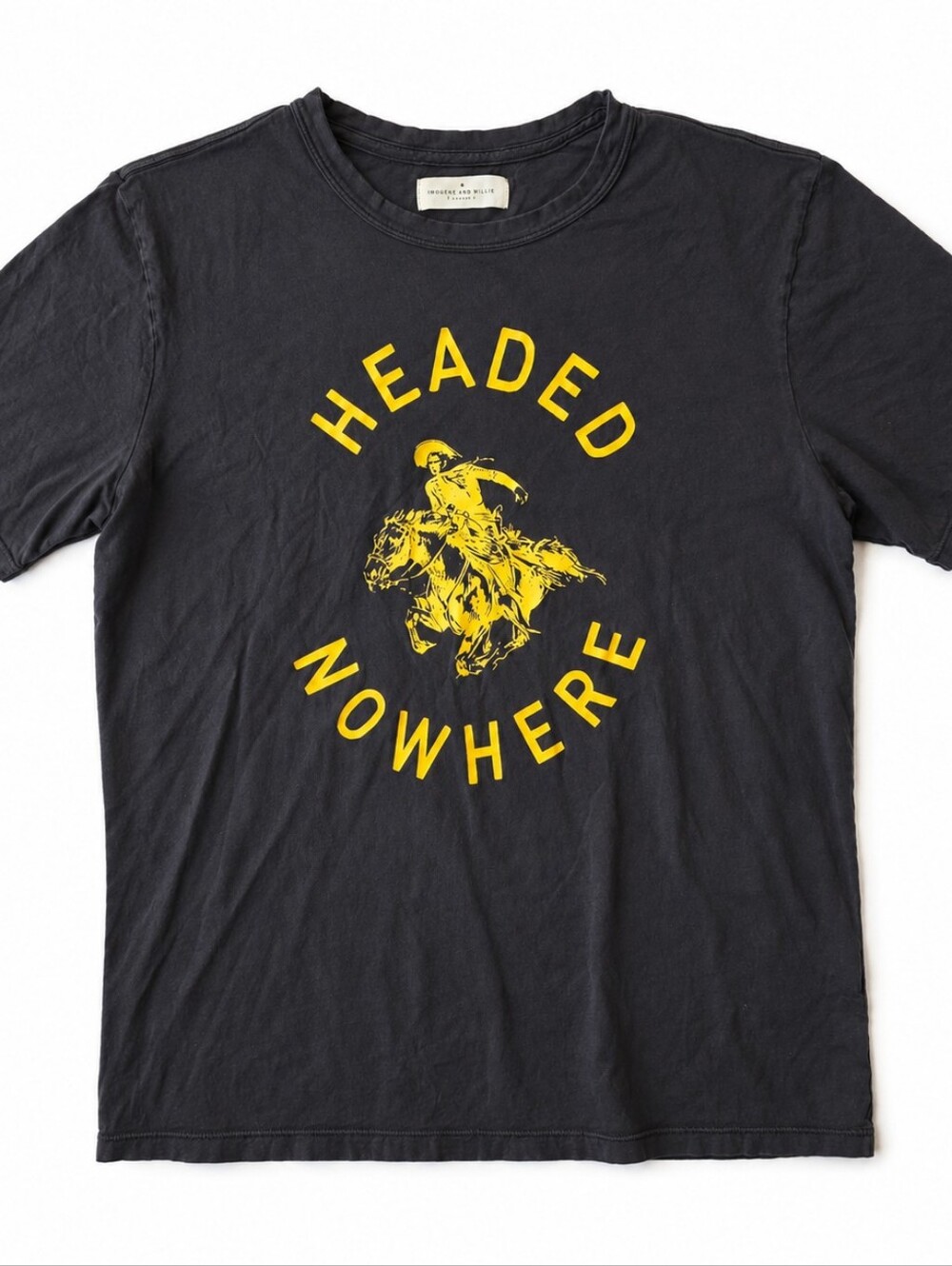 imogene + willie Black Tee with Yellow Rodeo Graphic